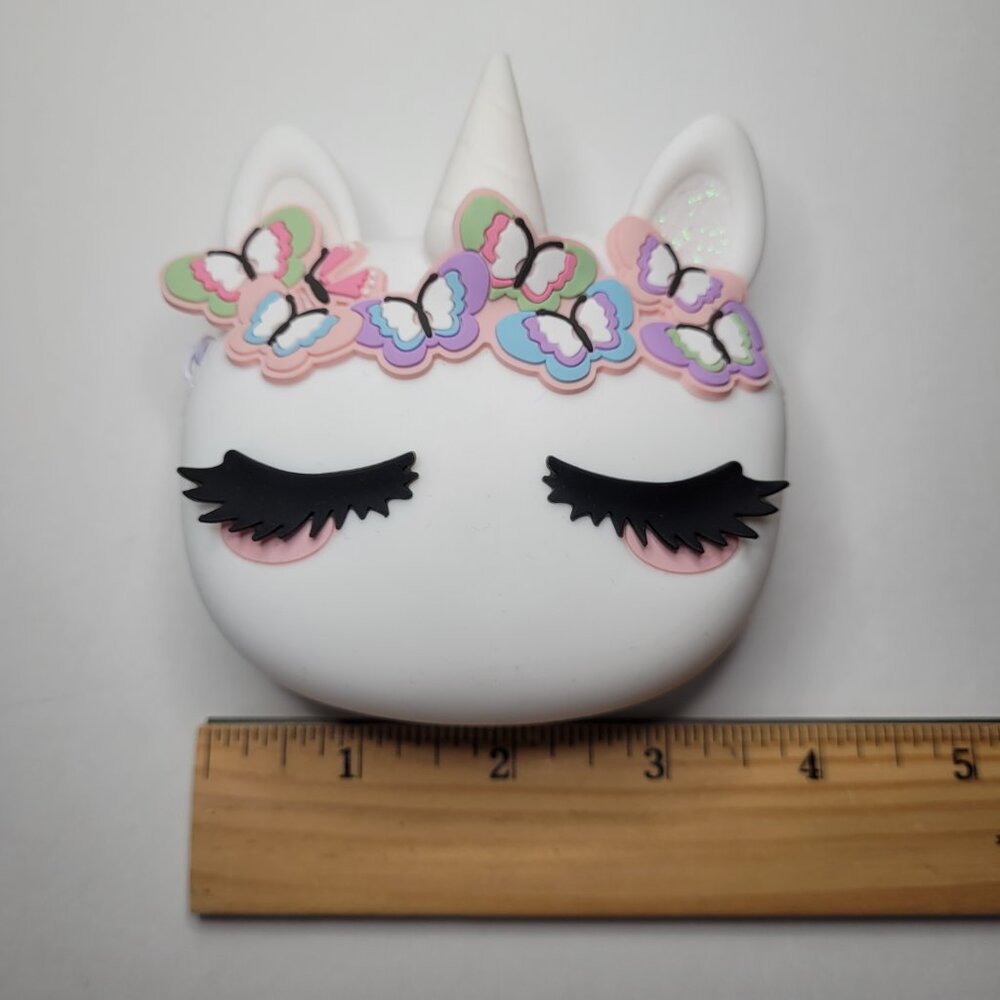 Claire's Unicorn Butterfly Crown Silicone Coin Purse White Jelly Wallet - Picture 5 of 7